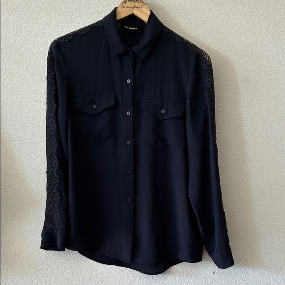 The Kooples Navy Blouse with Lace Detail size S - Picture 2 of 6